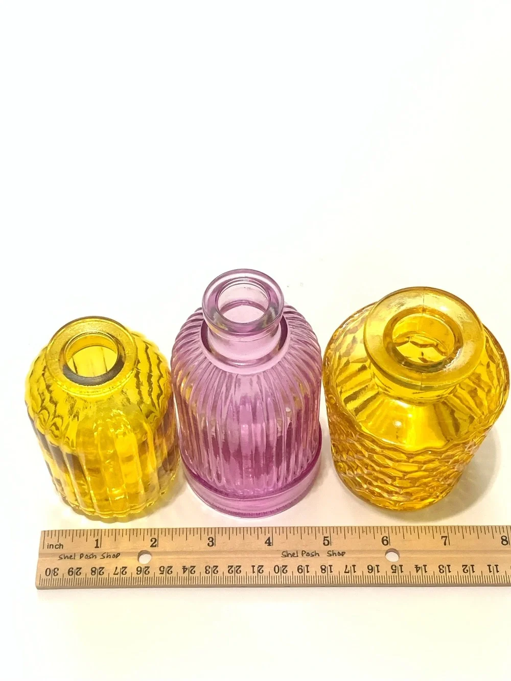 Glass Decorative Vases - Yellow & Pink Set